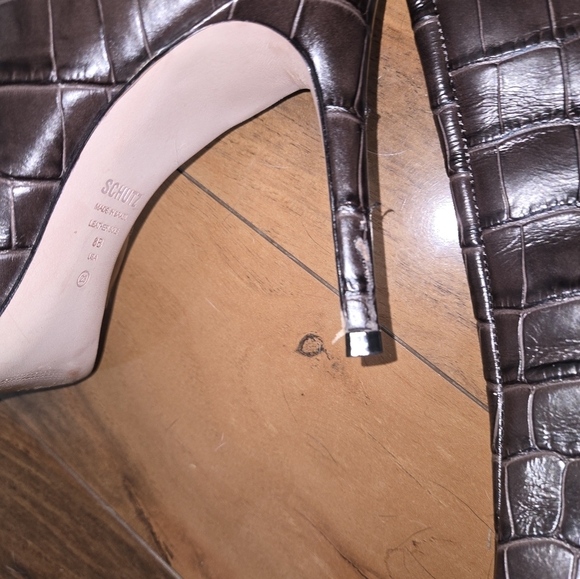 SCHUTZ Maryana Croc Embossed Over the Knee Boots size 8 Little Wear On Heel - Picture 5 of 5